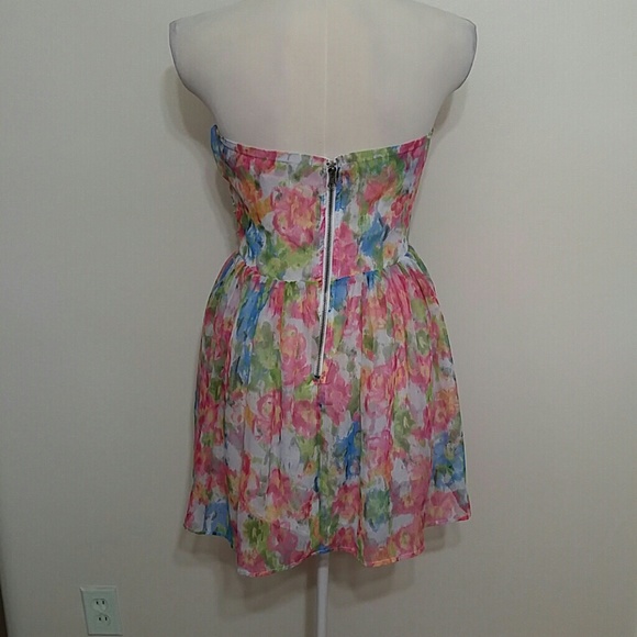Steve Madden strapless floral watercolor dress size large - Picture 3 of 5
